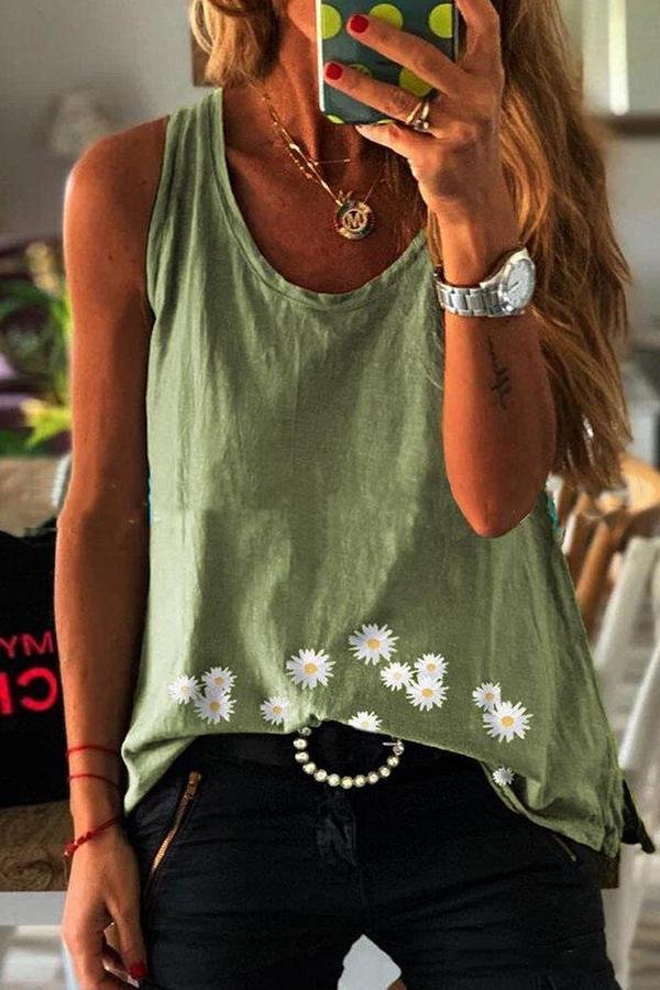 On-trend Daisy Printed Sleeveless Tank Top (3 Colors) P13805