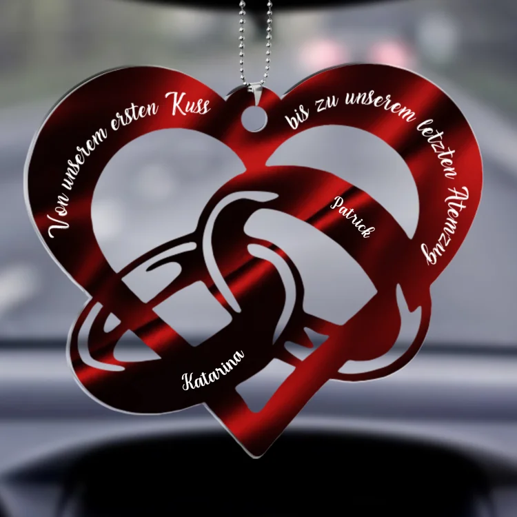 Acryl Weihnachtsornament-Personalisierte 2 Namen -Von unserem ersten Kuss, bis unserem letzten Atemzung- Herz Ornament/Schlüsselanhänger für Paar mit Schlüsselring