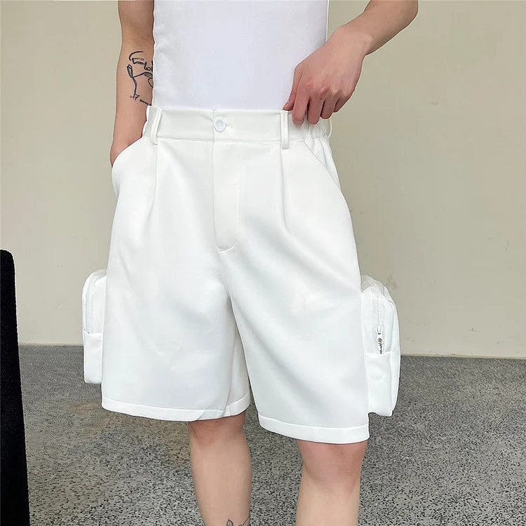 New Straight Barrel Workwear 3D Pocket High Street Trendy Capris-dark style-men's clothing-halloween