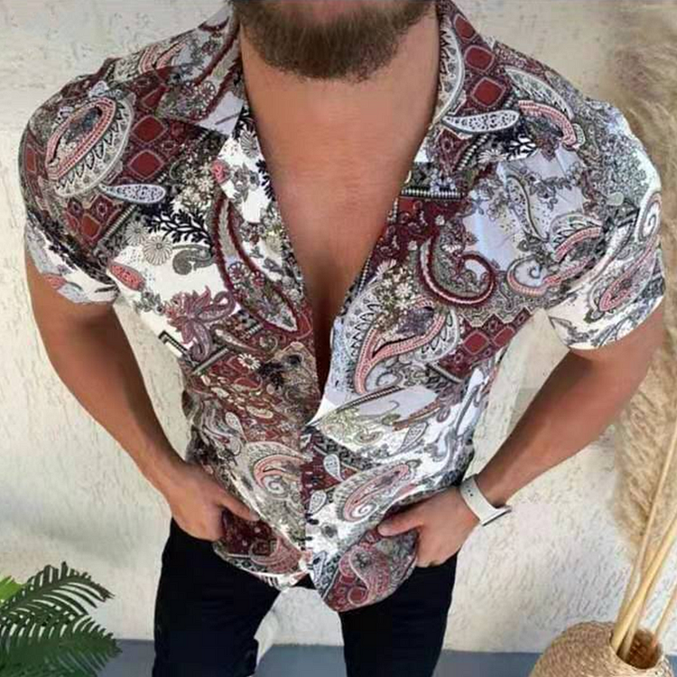 Summer Retro Trend Tops Short Sleeve Men's Shirts at Hiphopee