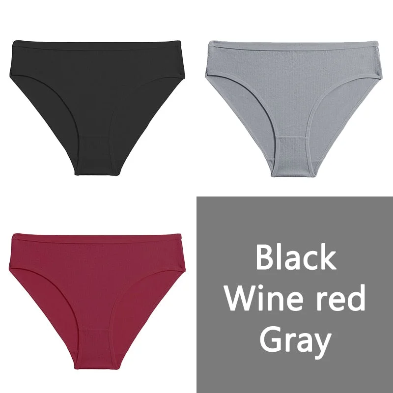 FINETOO S-XL Cotton Panties Women Low-rise Briefs Underpants Ladies Comfortable Underwear Fashion Jacquard Panty Lingerie 3Pcs