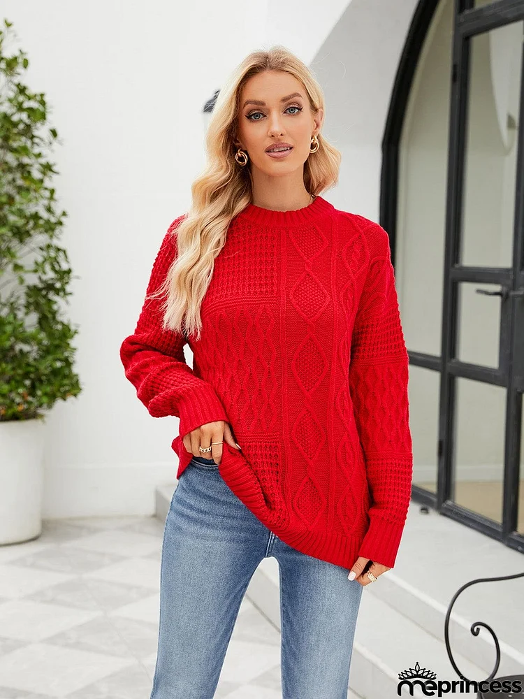 Round Neck Dropped Shoulder Sweater