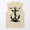 Men's Summer Seagull & Anchor Print Casual Sleeveless Tank Top by Inlyline