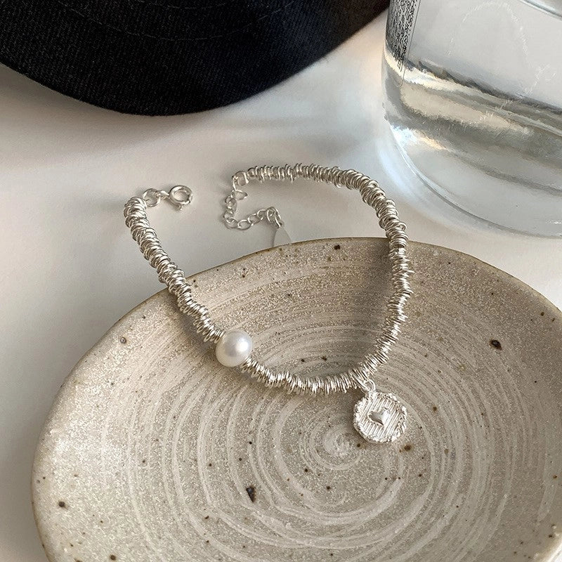 Korean-style Niche Heavy Industry Pearl Silver Beaded Bracelet Women’s Light Luxury Niche Exquisite Bracelet Trendy Bracelet For Girlfriends