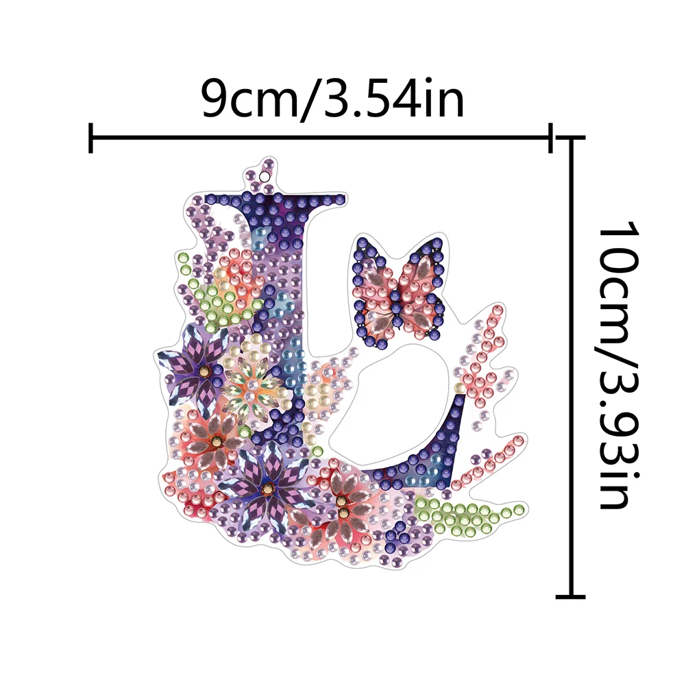 DIY L Diamond Art Key Rings Lettter Keychain Supplies Gift for Kids(Double Sided)