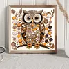 Vintage Brown Owl DIY Button Art Painting Kit 30x30cm Self-Adhesive