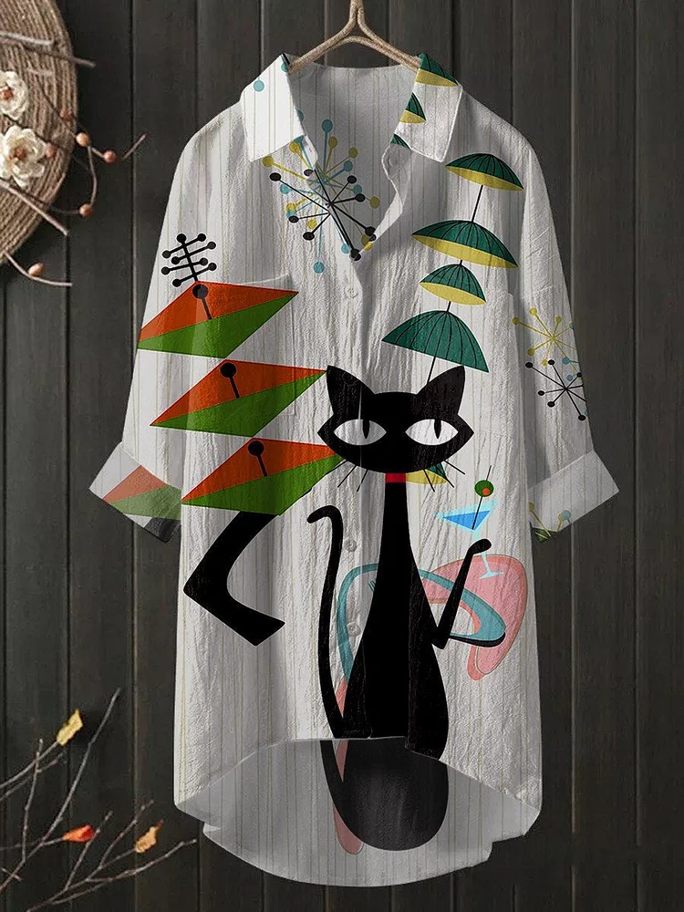 Women's Cosmic Cat Long Shirt Dress. socialshop