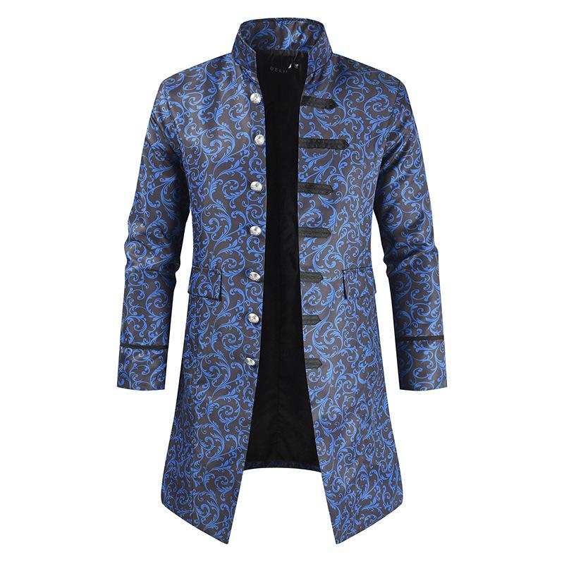 Men's Vintage Long Stand Collar Single Breasted Trench Coat 91504899M