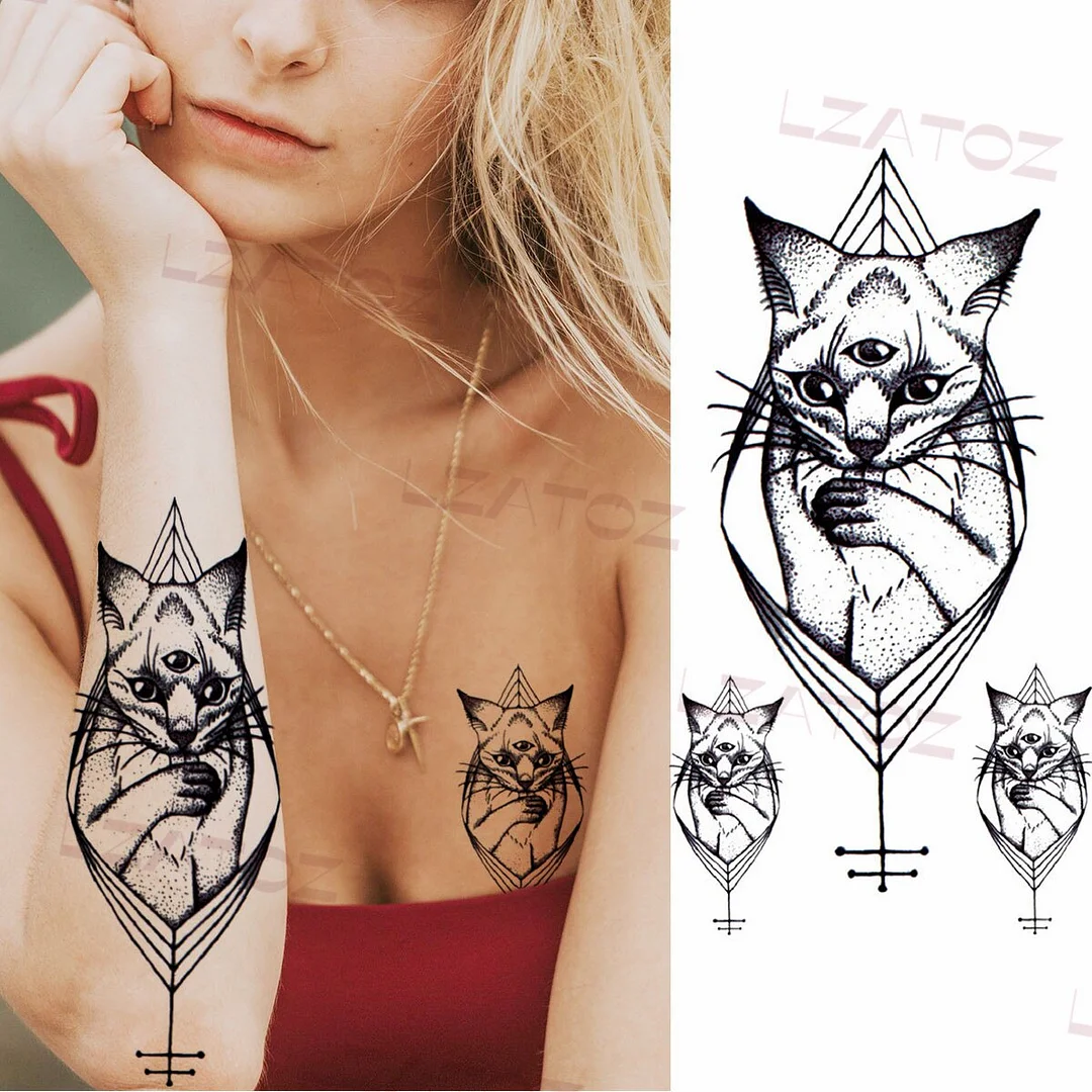 Sdrawing Big Letters Temporary Tattoos For Men Women Moon Pendant Peony Fake Tattoo Sticker Custom Armband Fashion Disposable Tatoo