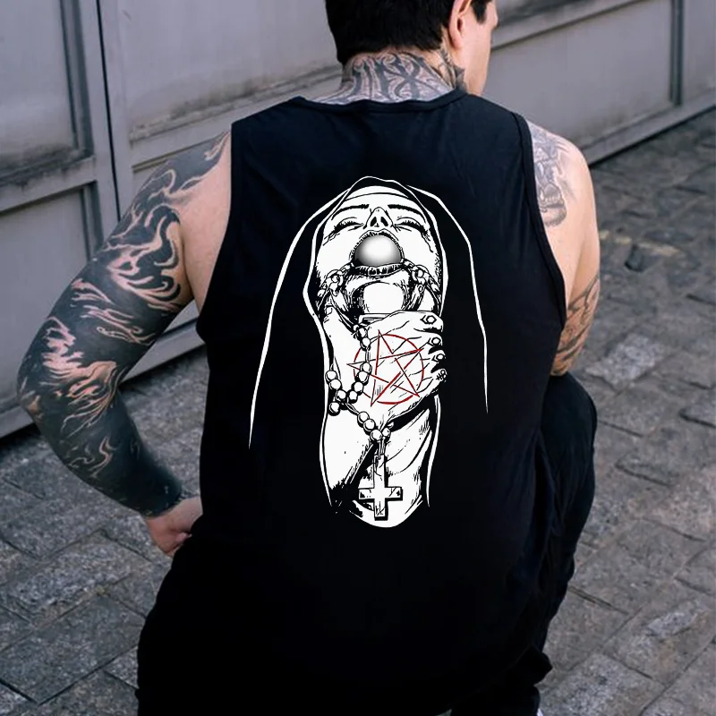 Nun Gagged Printed Man's Vest -  