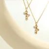 Pearls Cross Pendant Golden Necklace