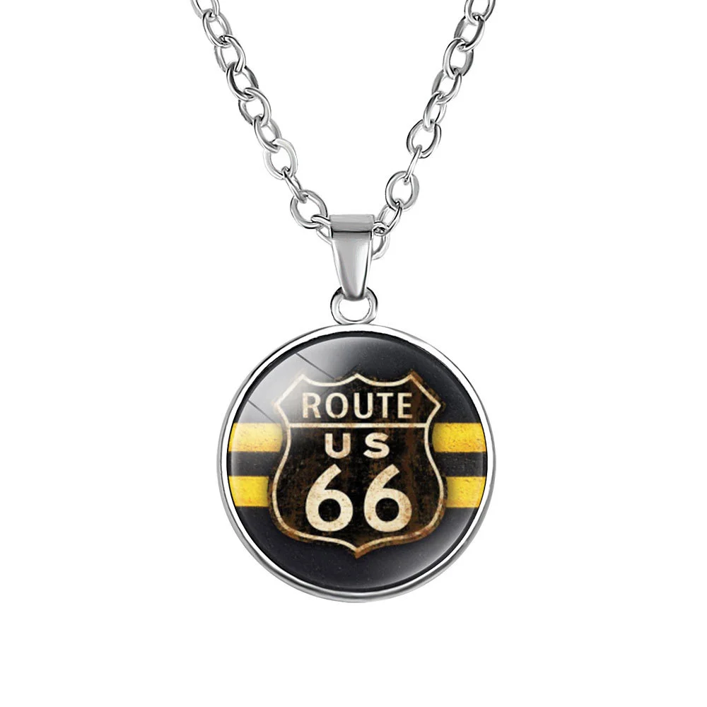 Retro Route 66 Alloy Necklace-inspireuse