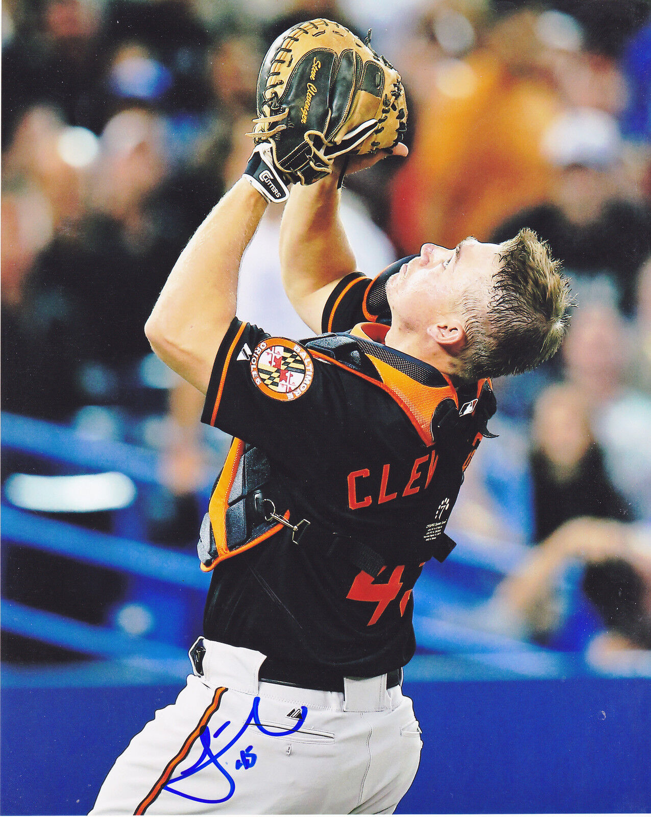 STEVE CLEVENGER BALTIMORE ORIOLES ACTION SIGNED 8x10