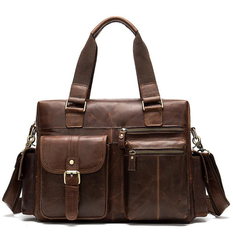 Mens Large Capacity Travelling Vintage Leather Duffel Bags Casual Briefcase