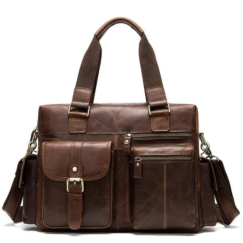 Mens Large Capacity Travelling Vintage Leather Duffel Bags Casual Briefcase