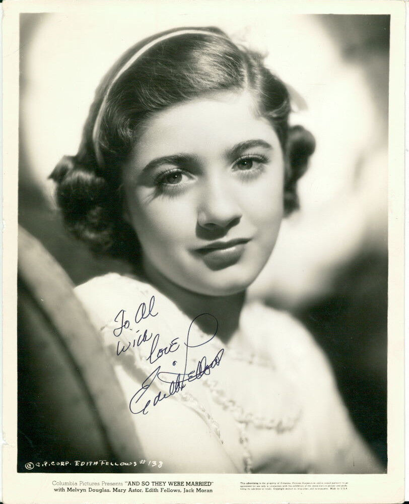 Edith Fellows (Vintage, Inscribed) signed Photo Poster painting COA