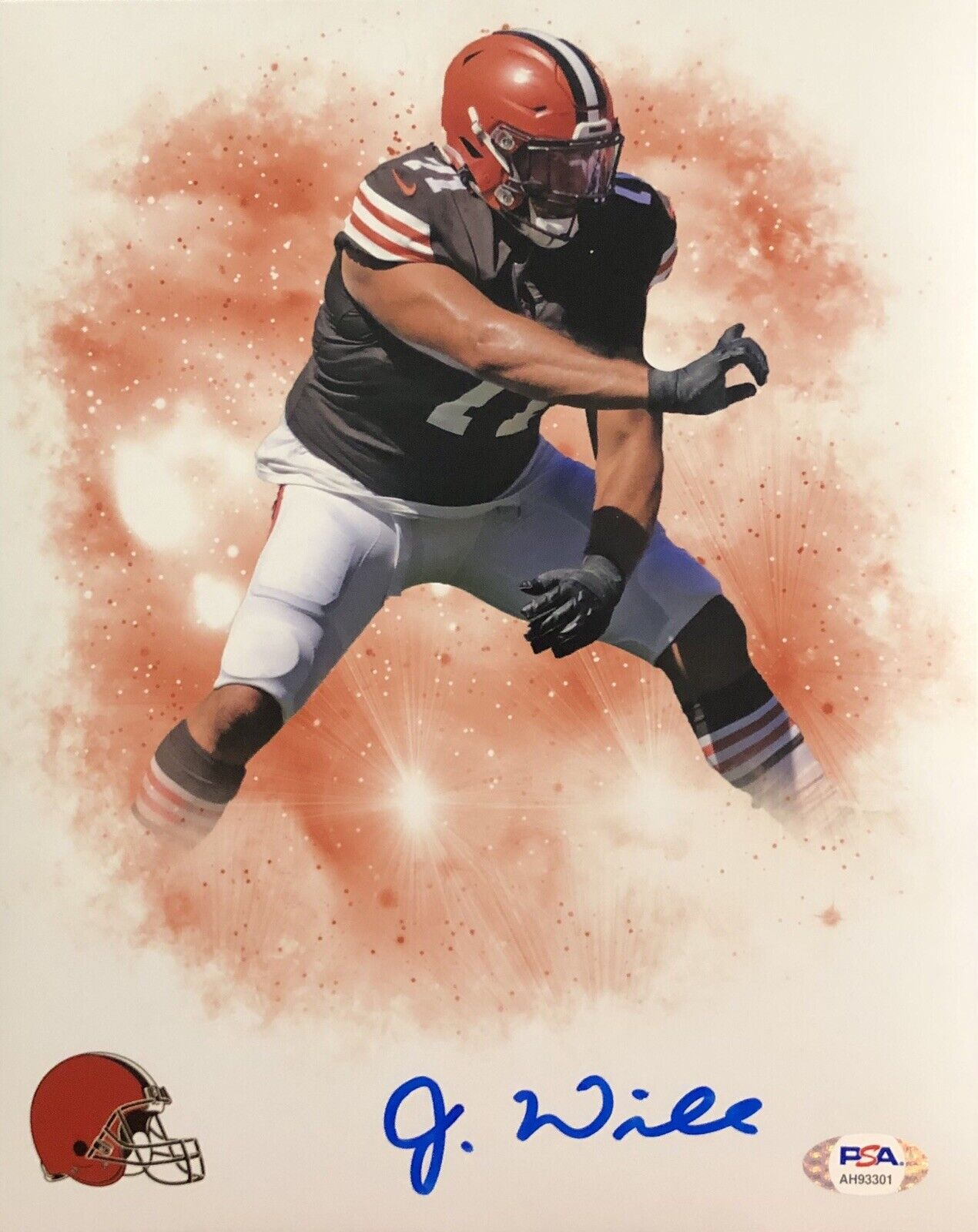 Jedrick Wills Signed Autographed Cleveland Browns 8x10 Photo Poster painting #1 Pick Psa/Dna