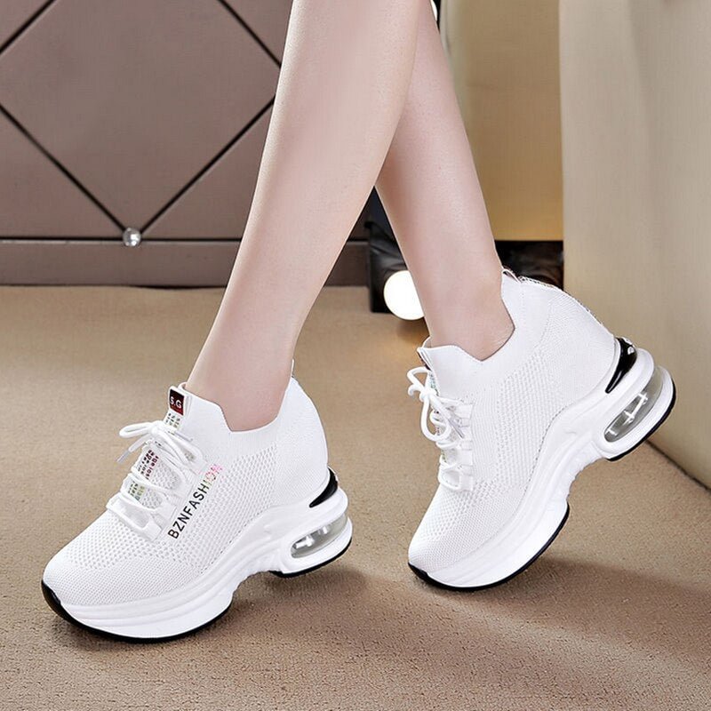 High Quality Women Vulcanized Shoes Ladies Chunky Trainers Hidden Heels Wedge Sneakers Breathable Platform Shoe Zapatillas Mujer