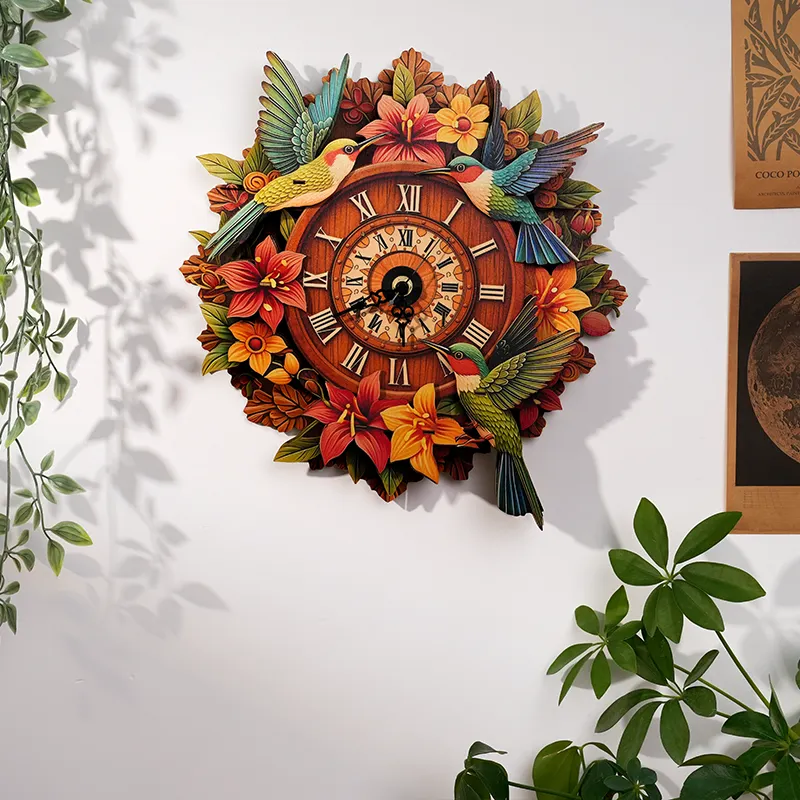 Hummingbird Garden Wooden Clock Puzzle