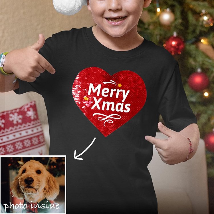Kids Custom Christmas Flip Sequin Shirt (Double Print)