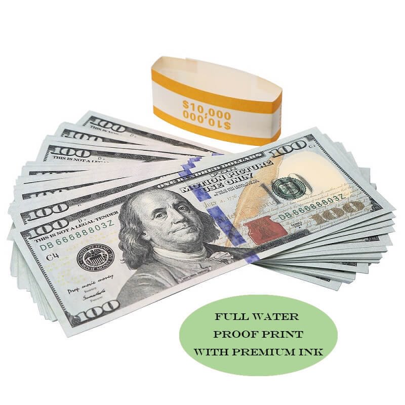 Prop money USD $100 Bills $10,000 Full Print