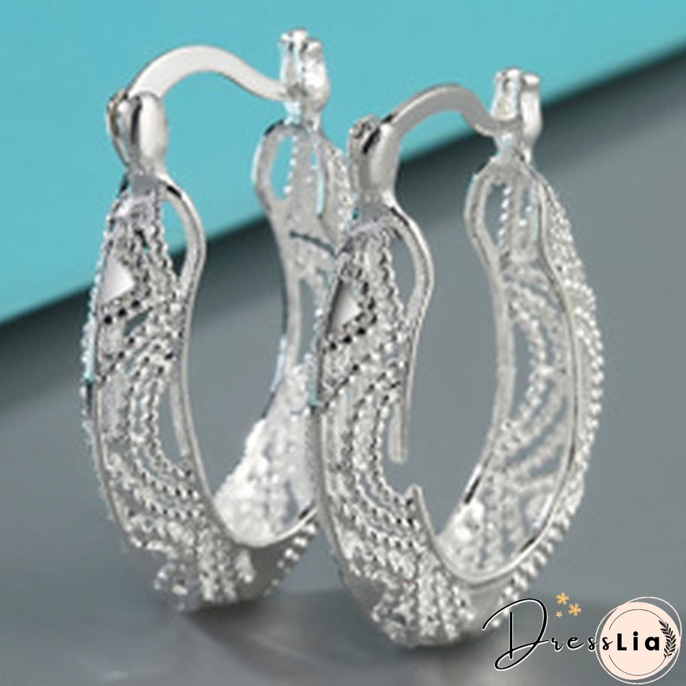 Fashion luxury pure gold pendant hollow round earrings hoop earrings party wedding engagement earrings jewelry