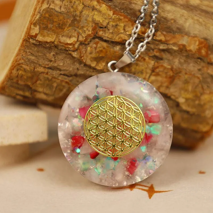 Fluorite With Flower Of Life Transform Necklace