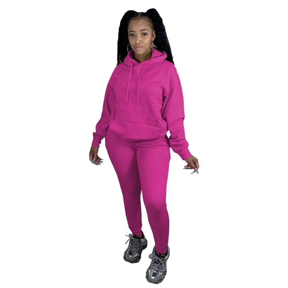 Fashion Women Two Piece Set Hooded Sweatshirts Pencil Jogger Sweatpants Suit Tracksuit Fitness Outfit Matching Set
