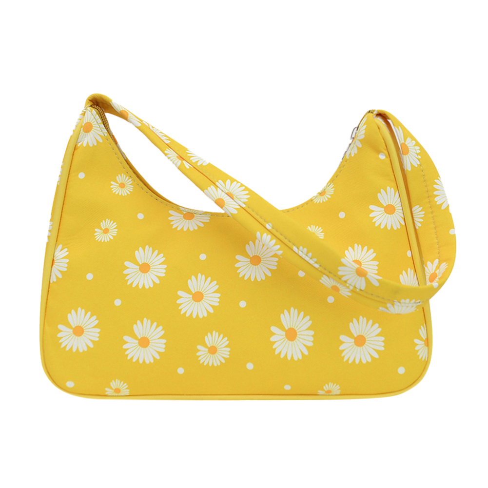 

Flower Daisy Handbag Nylon Casual Small Underarm Shoulder Tote Bags, Yellow, 501 Original