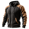 Men's Vintage Black And Brown Quilted Hoodie With Contrast Sleeves by Inlyline