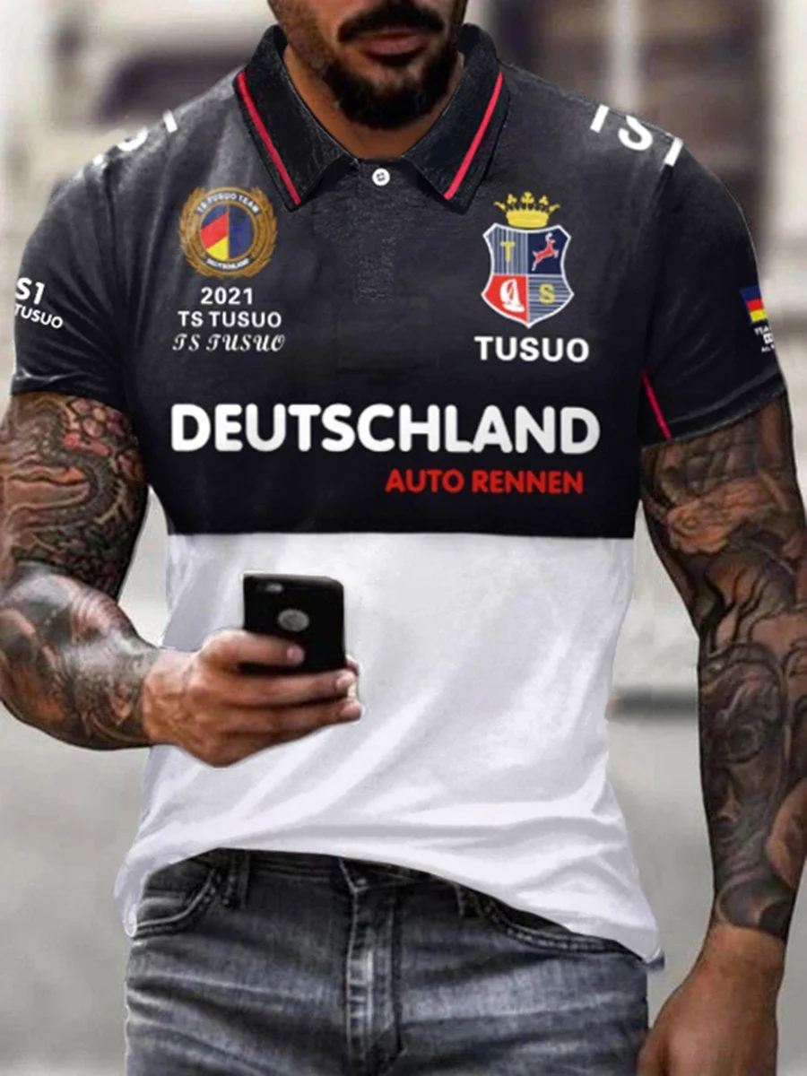 men's white stitching embroidery polo short sleeve -08