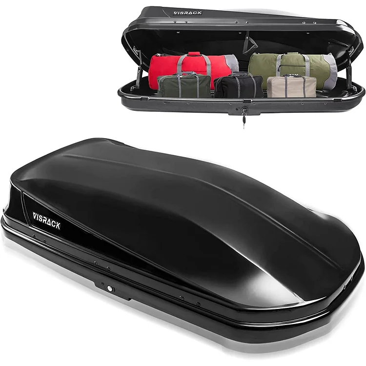 Heavy-Duty Rooftop Cargo Box, Weather-Resistant Hard-Shell Roof Storage Box with Security Locks, 130 LBS Capacity, 14 Cubic Ft, 62.2" L x 31.1" W x 15" H, Black