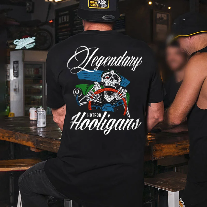 LEGENDARY HOT ROD HOOLIGANS Skeleton Driver Print Men's T-shirt