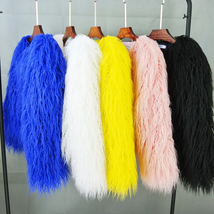 Brownm Fur Faux Korean Style Solid Color Tan Coats