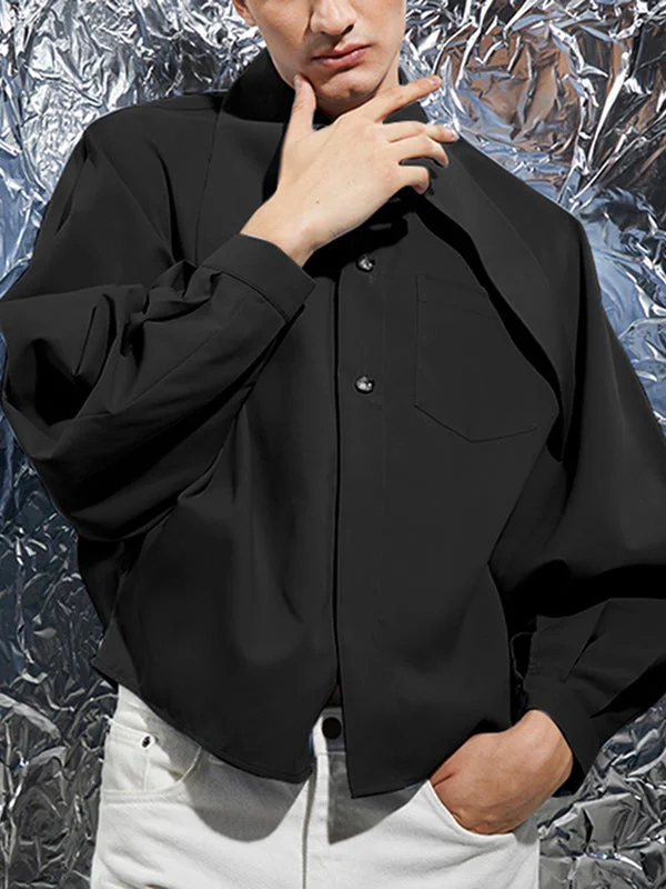 Aonga - Mens Lantern Sleeve Oversized Triangular Collar Shirt