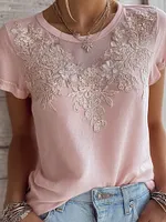 Vintage Floral Lace Embroidered Cozy Linen T Shirt