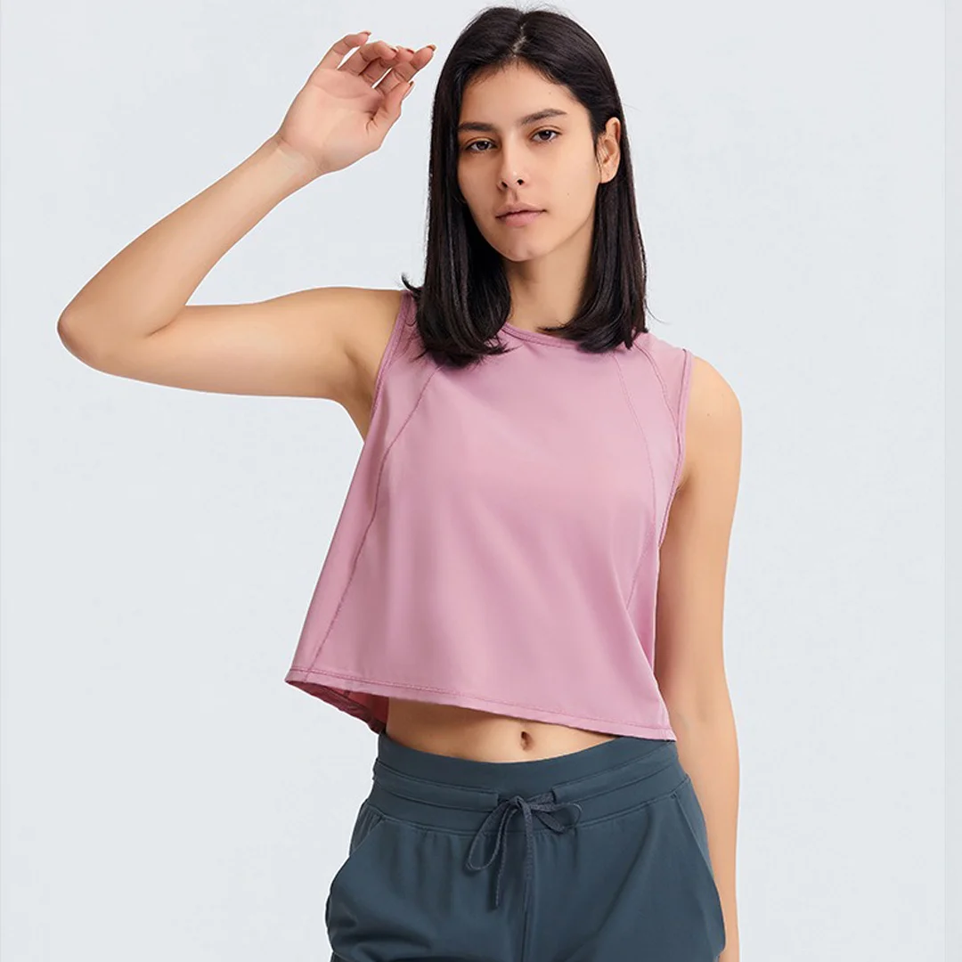 Sleeveless short back hollow-out quick-drying top