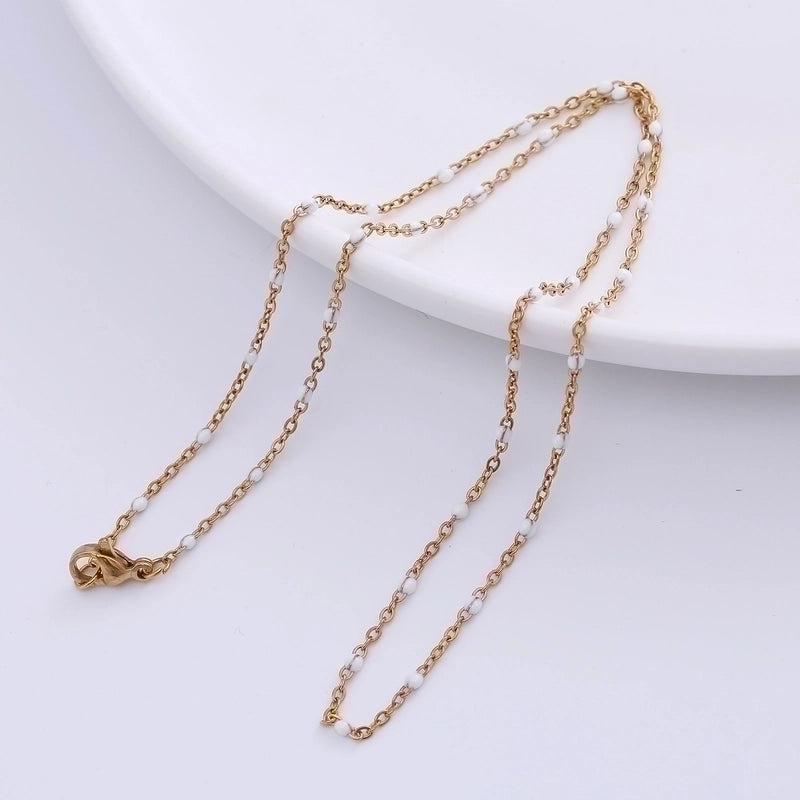 2 Pieces 304 Stainless Steel 18K Gold Plated Hawaiian Bohemian Epoxy Plating Geometric Necklace