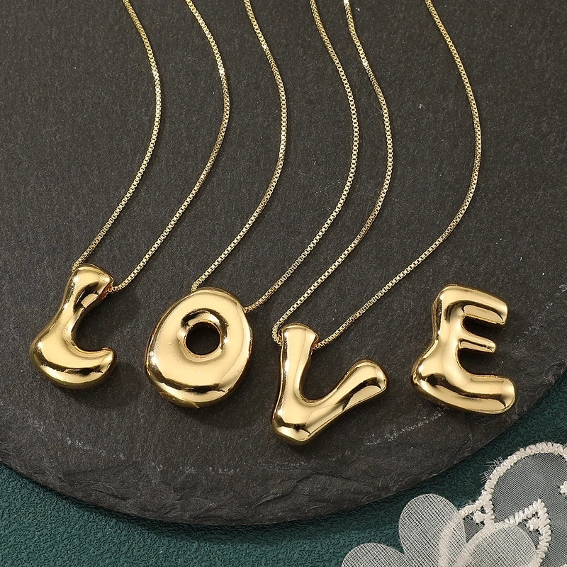 Copper Letter Pendant Necklace