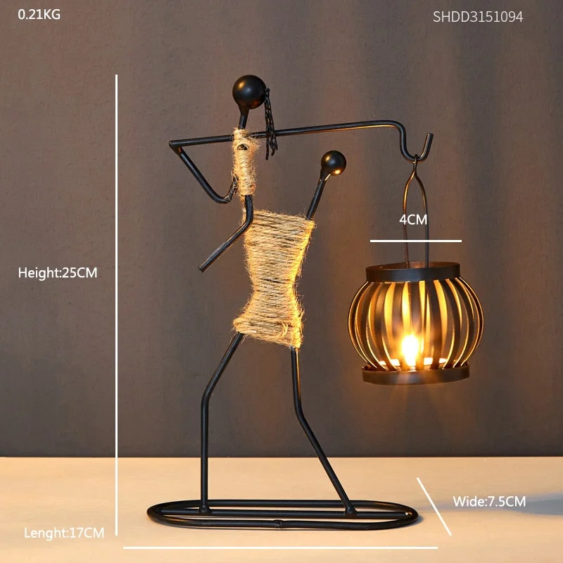 Retro Home Decoration Accessories Creative Candle Holder Iron Kitchen Restaurant Romantic Candlestick Halloween Bar desk decor