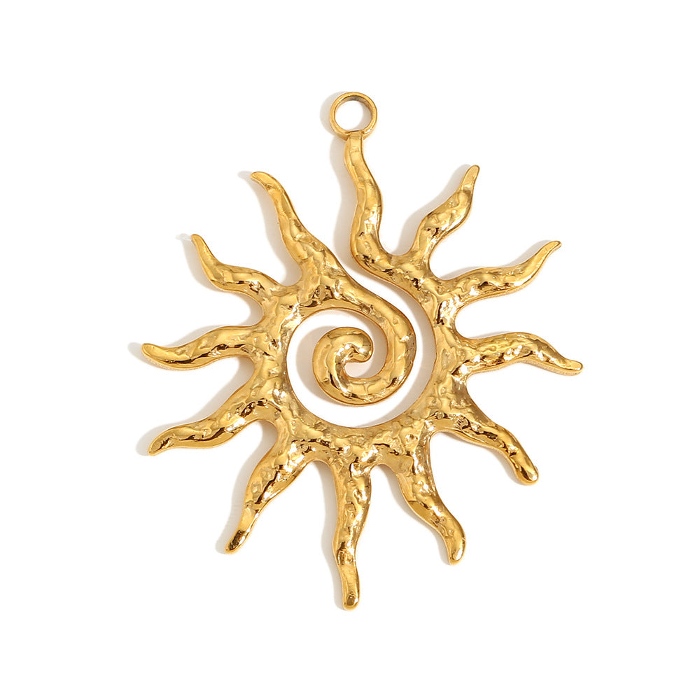 Ins Fashion Niche Design Personality Hot Pendant Stainless Steel 18K Gold Plated Sun Earrings For Women