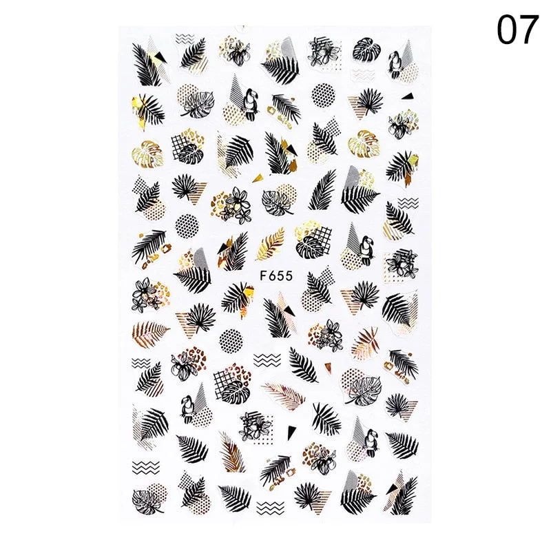 1PC Succulent Plants Flower 3D Nail Sticker Spring Floral Leaves Adhesive Transfer Decals Slider DIY Nail Art Decoration-Nail Inspo