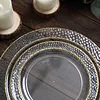 10 Pack | 7.5" Clear Hammered Design Plastic Dessert / Appetizer Plates With Gold Rim