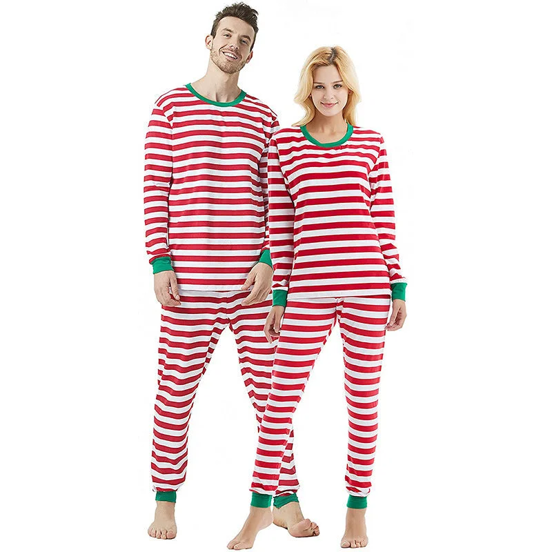 Striped family Christmas Pajamas with dog