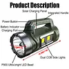 Rechargeable Solar High Power Searchlight Big Flashlight Waterproof for Outdoor