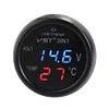 3 in 1 Digital LED Car Voltmeter Thermometer 12V/24V USB Car Charger (Red Blue)