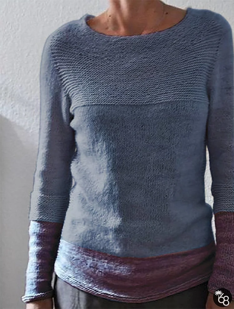 Color-Block Long Sleeve Casual Sweater | 168DEAL