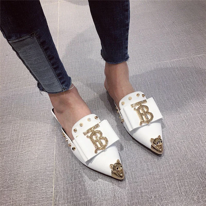 Version Of Rhinestone Flat-bottome Casual Slippers