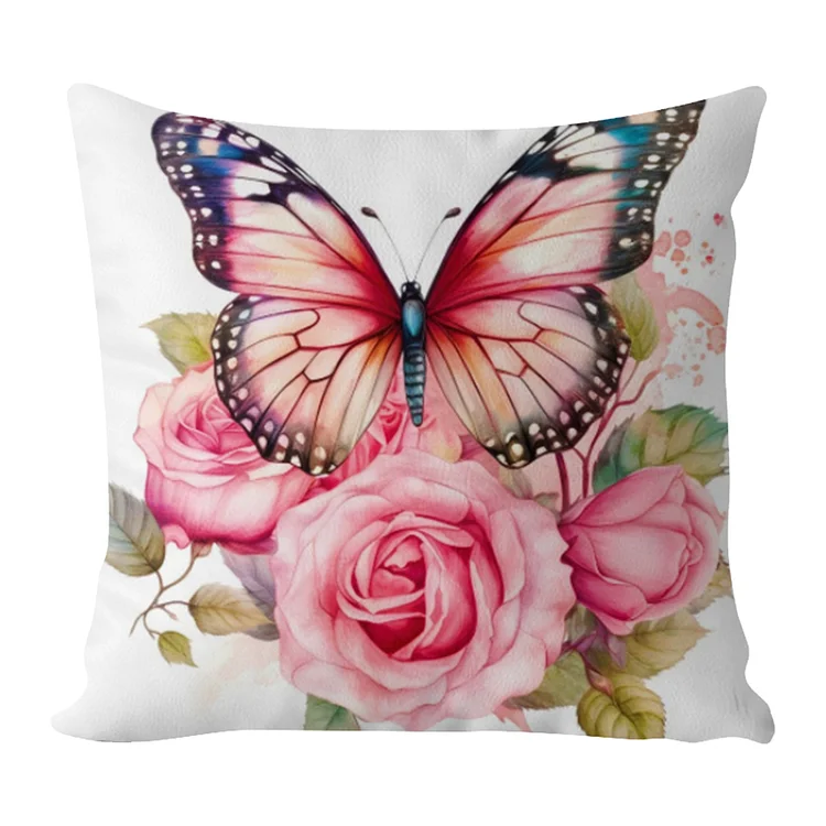 Pillow-Butterfly 11CT Stamped Cross Stitch 45*45CM(17.72*17.72In)
