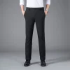 Summer Men's 2023 New High Elastic Quick Dry Ice Silk Straight Suit Pants